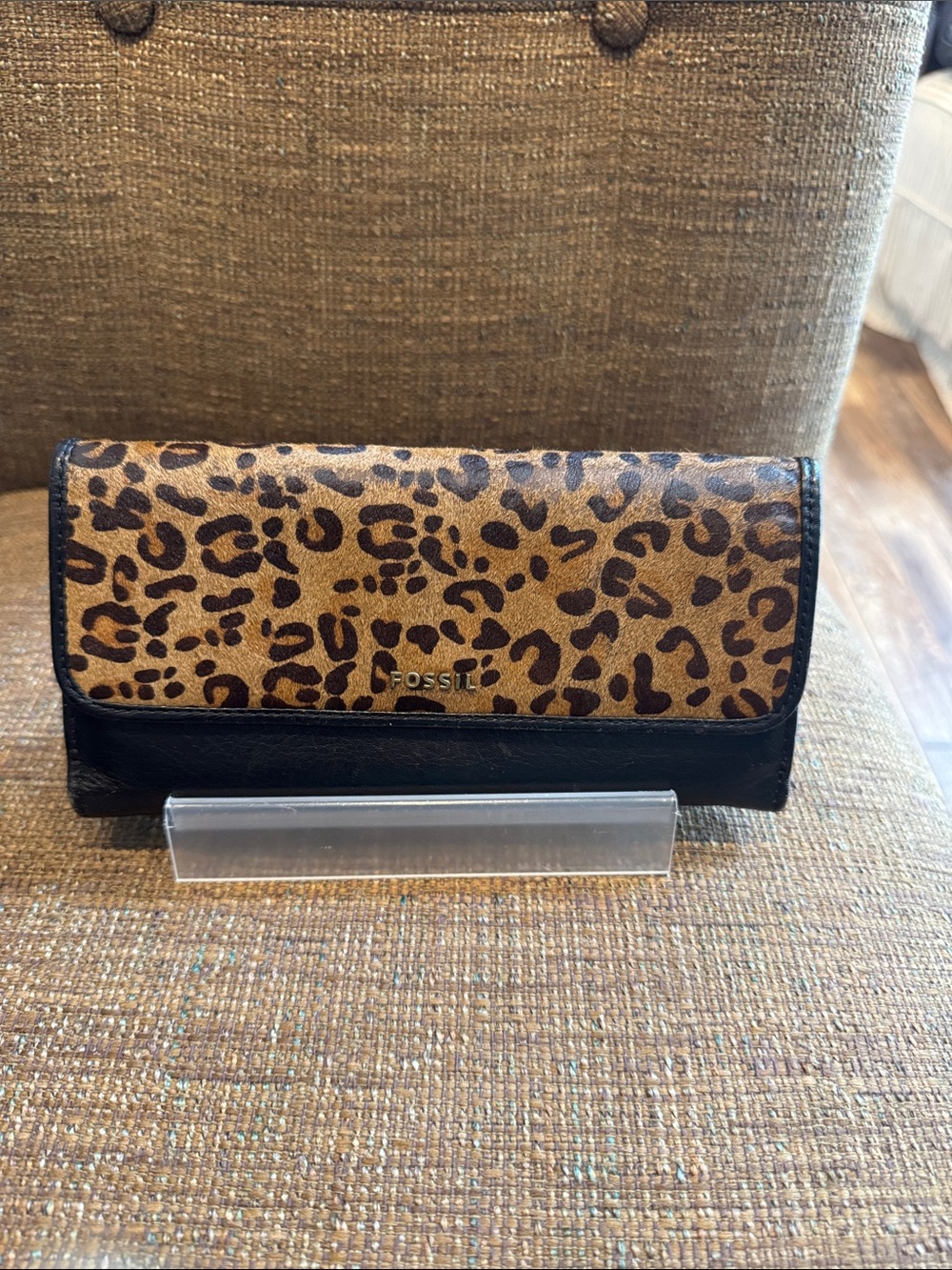 Fossil animal print calf hair snap bifold wallet